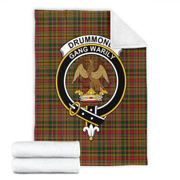 Drummond of Strathallan Tartan Blanket with Family Crest