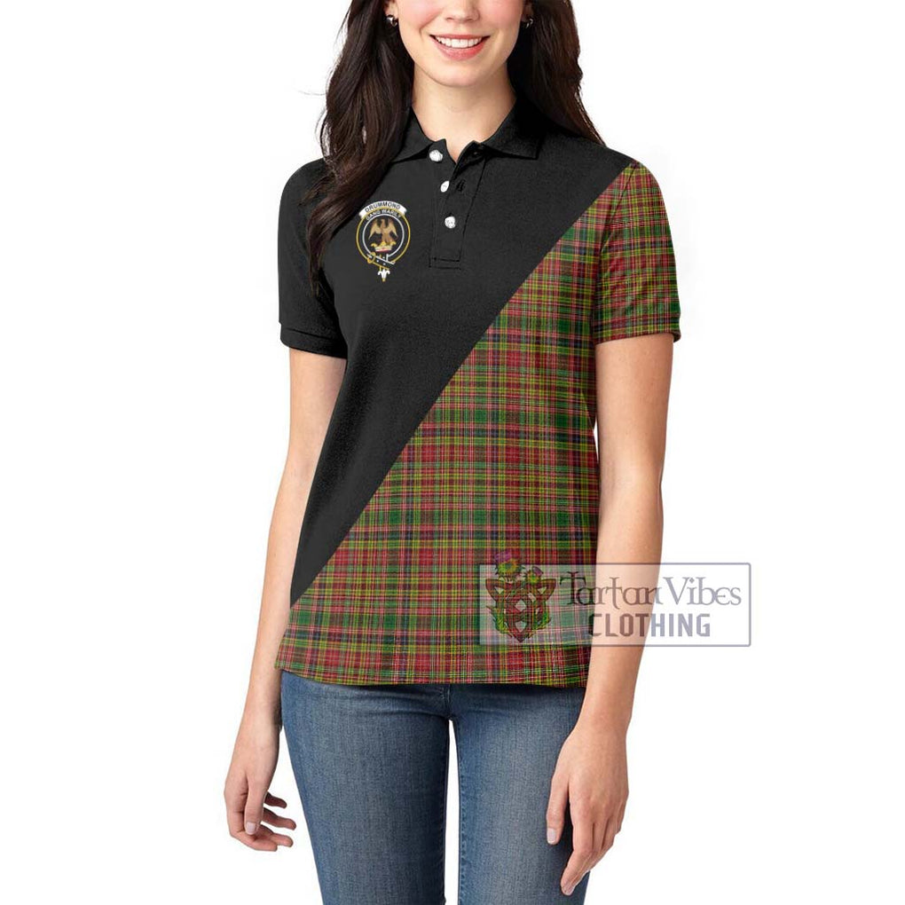 Drummond of Strathallan Tartan Women's Polo Shirt with Family Crest and Military Logo Style - Tartanvibesclothing Shop