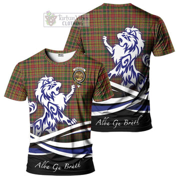 Drummond of Strathallan Tartan Cotton T-shirt with Alba Gu Brath Regal Lion Emblem