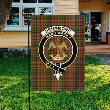 Drummond of Strathallan Tartan Flag with Family Crest