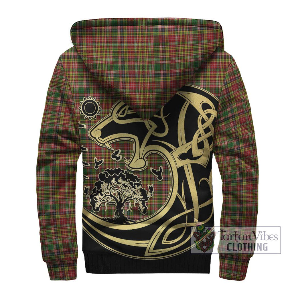 Drummond of Strathallan Tartan Sherpa Hoodie with Family Crest Celtic Wolf Style - Tartan Vibes Clothing