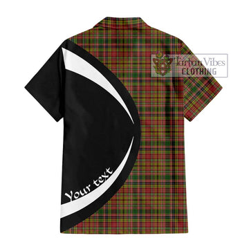 Drummond of Strathallan Tartan Short Sleeve Button Up with Family Crest Circle Style