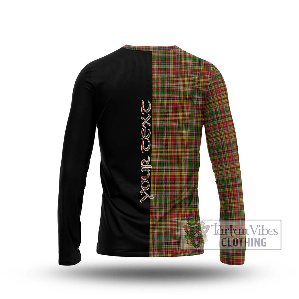 Drummond of Strathallan Tartan Long Sleeve T-Shirt with Family Crest and Half Of Me Style - Tartanvibesclothing Shop