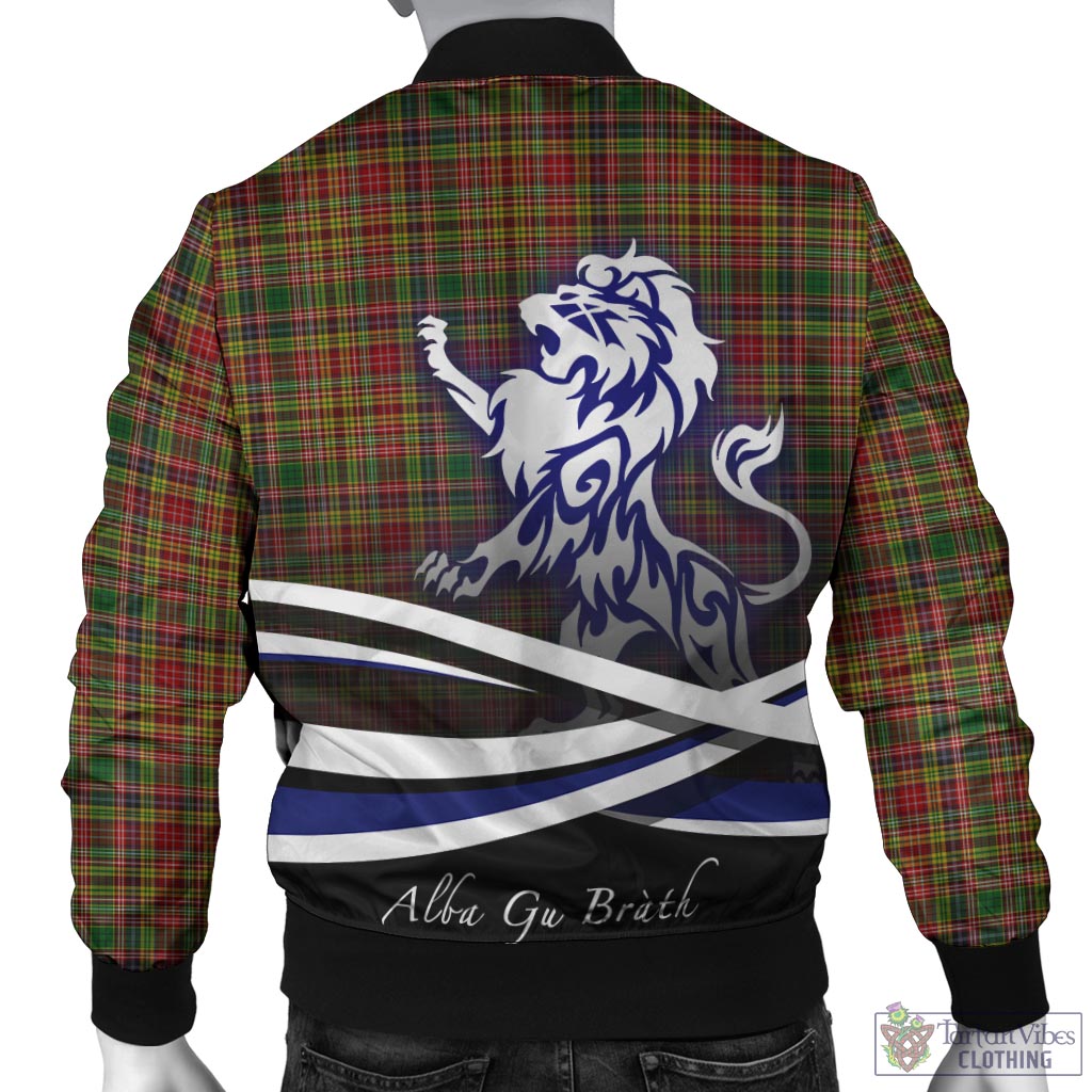 Tartan Vibes Clothing Drummond of Strathallan Tartan Bomber Jacket with Alba Gu Brath Regal Lion Emblem