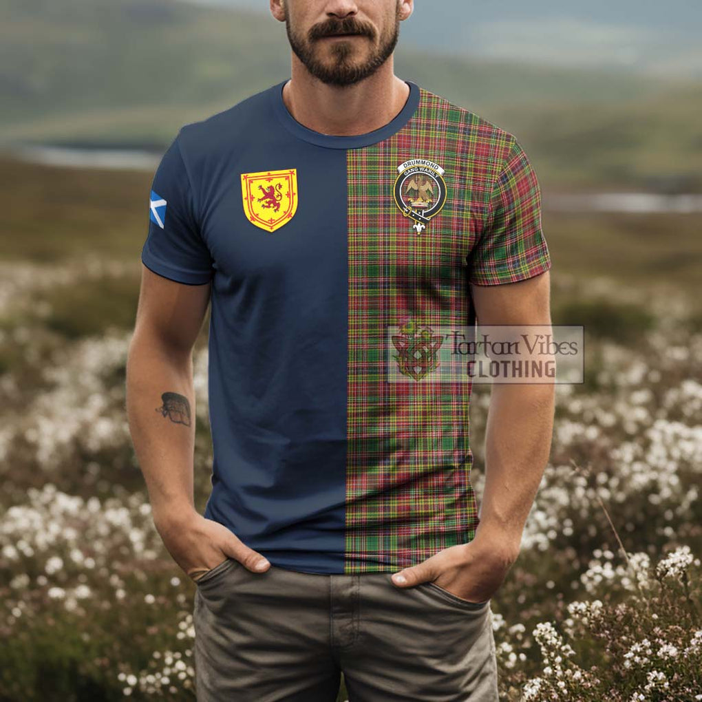 Tartan Vibes Clothing Drummond of Strathallan Tartan T-Shirt Alba with Scottish Lion Royal Arm Half Style