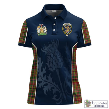 Drummond of Strathallan Tartan Women's Polo Shirt with Family Crest and Scottish Thistle Vibes Sport Style