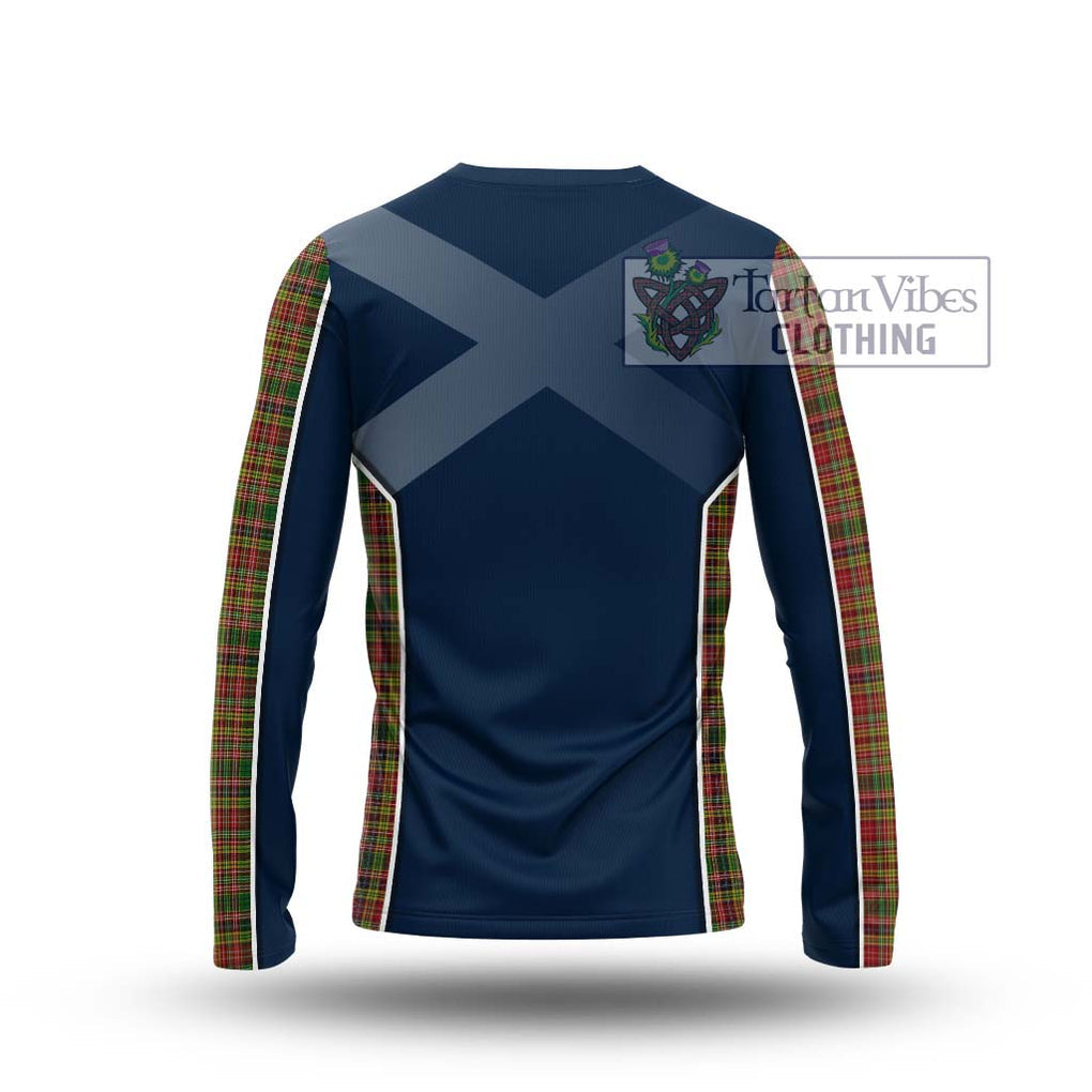 Drummond of Strathallan Tartan Long Sleeve T-Shirt with Family Crest and Lion Rampant Vibes Sport Style - Tartan Vibes Clothing