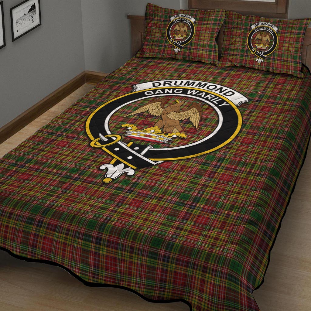 Drummond of Strathallan Tartan Quilt Bed Set with Family Crest - Tartan Vibes Clothing