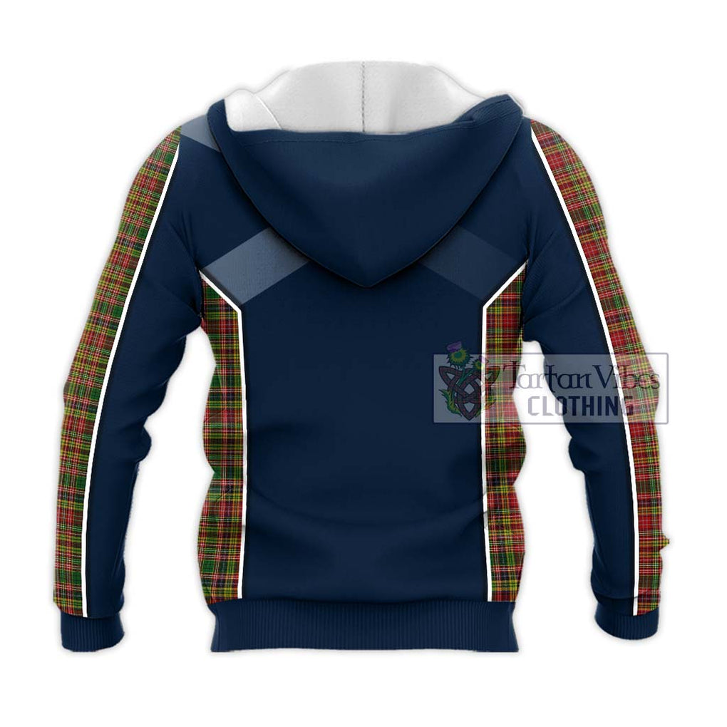 Drummond of Strathallan Tartan Knitted Hoodie with Family Crest and Lion Rampant Vibes Sport Style - Tartan Vibes Clothing