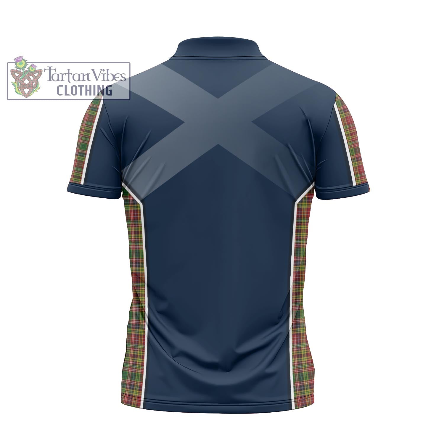 Tartan Vibes Clothing Drummond of Strathallan Tartan Zipper Polo Shirt with Family Crest and Scottish Thistle Vibes Sport Style