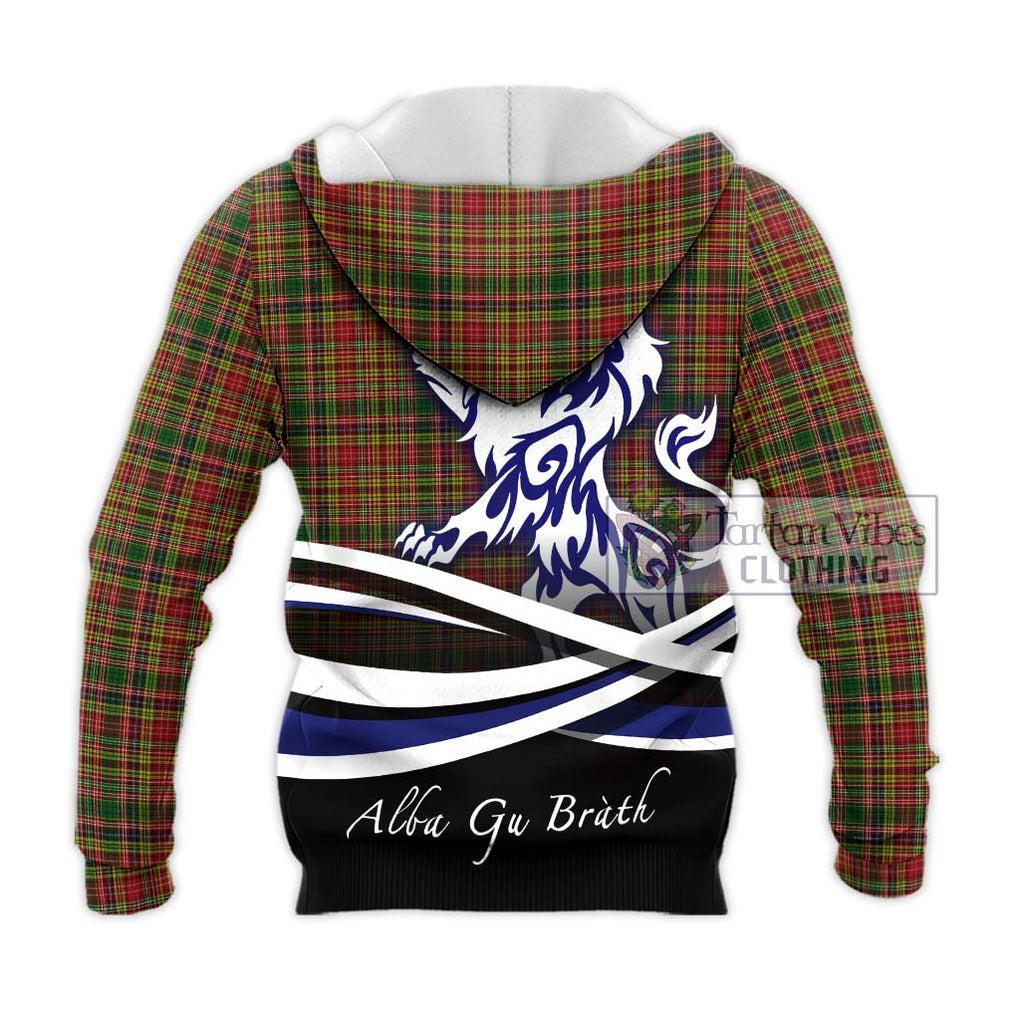 Drummond of Strathallan Tartan Knitted Hoodie with Alba Gu Brath Regal Lion Emblem - Tartanvibesclothing Shop