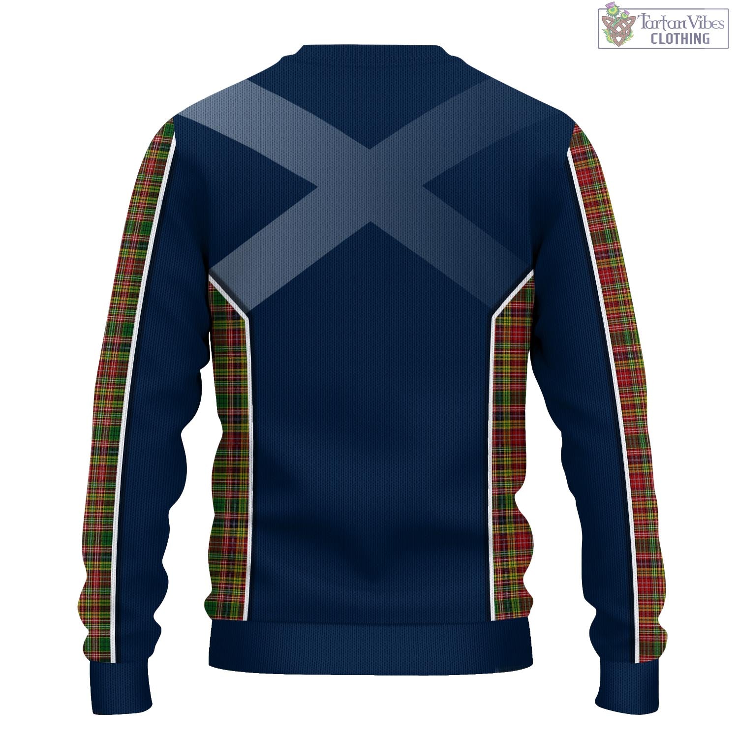 Tartan Vibes Clothing Drummond of Strathallan Tartan Knitted Sweatshirt with Family Crest and Scottish Thistle Vibes Sport Style