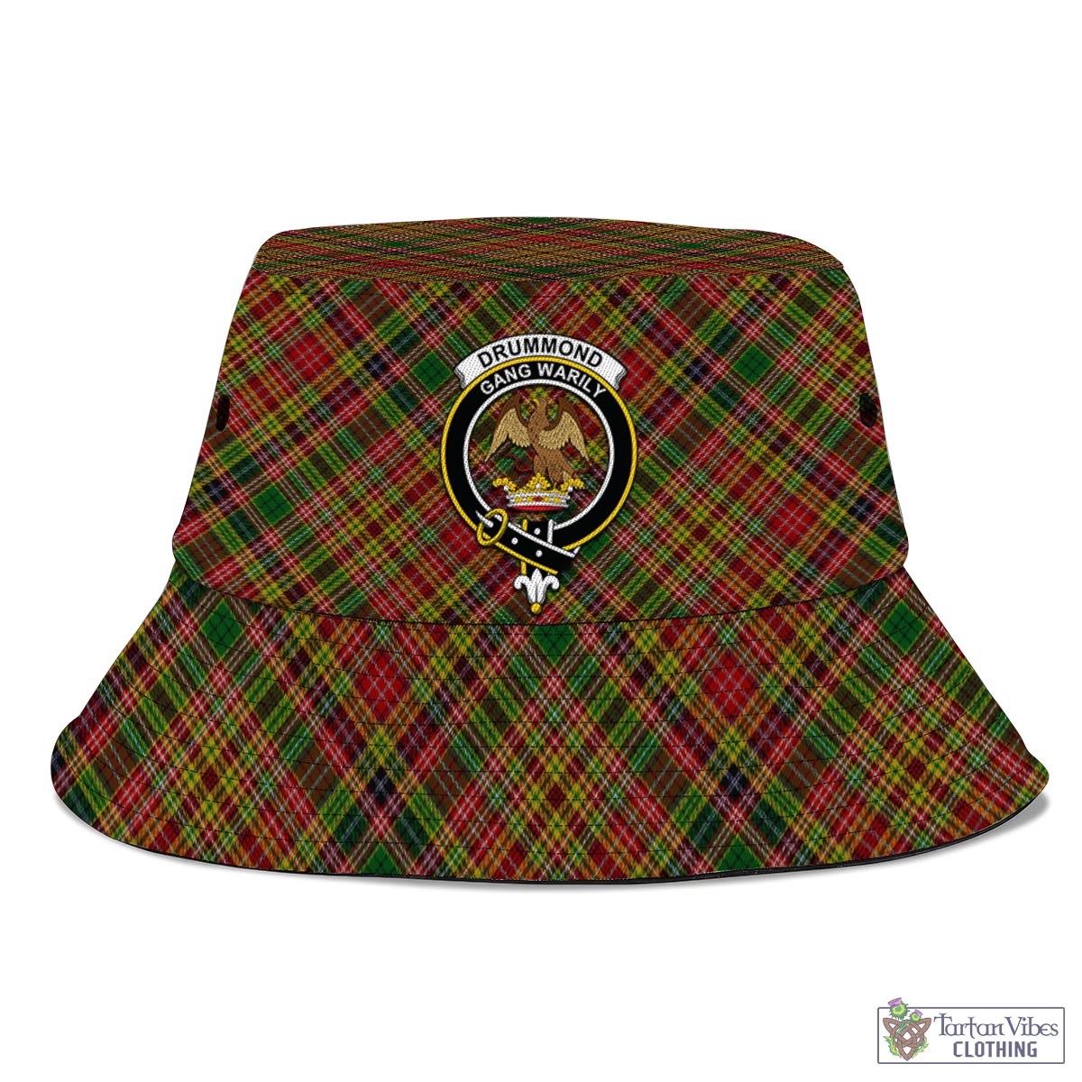 Tartan Vibes Clothing Drummond of Strathallan Tartan Bucket Hat with Family Crest