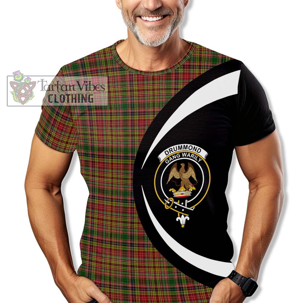 Tartan Vibes Clothing Drummond of Strathallan Tartan T-Shirt with Family Crest Circle Style