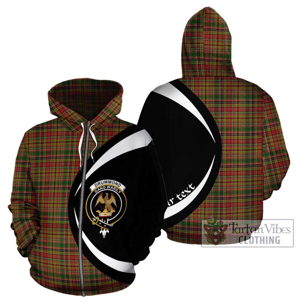 Tartan Vibes Clothing Drummond of Strathallan Tartan Hoodie with Family Crest Circle Style