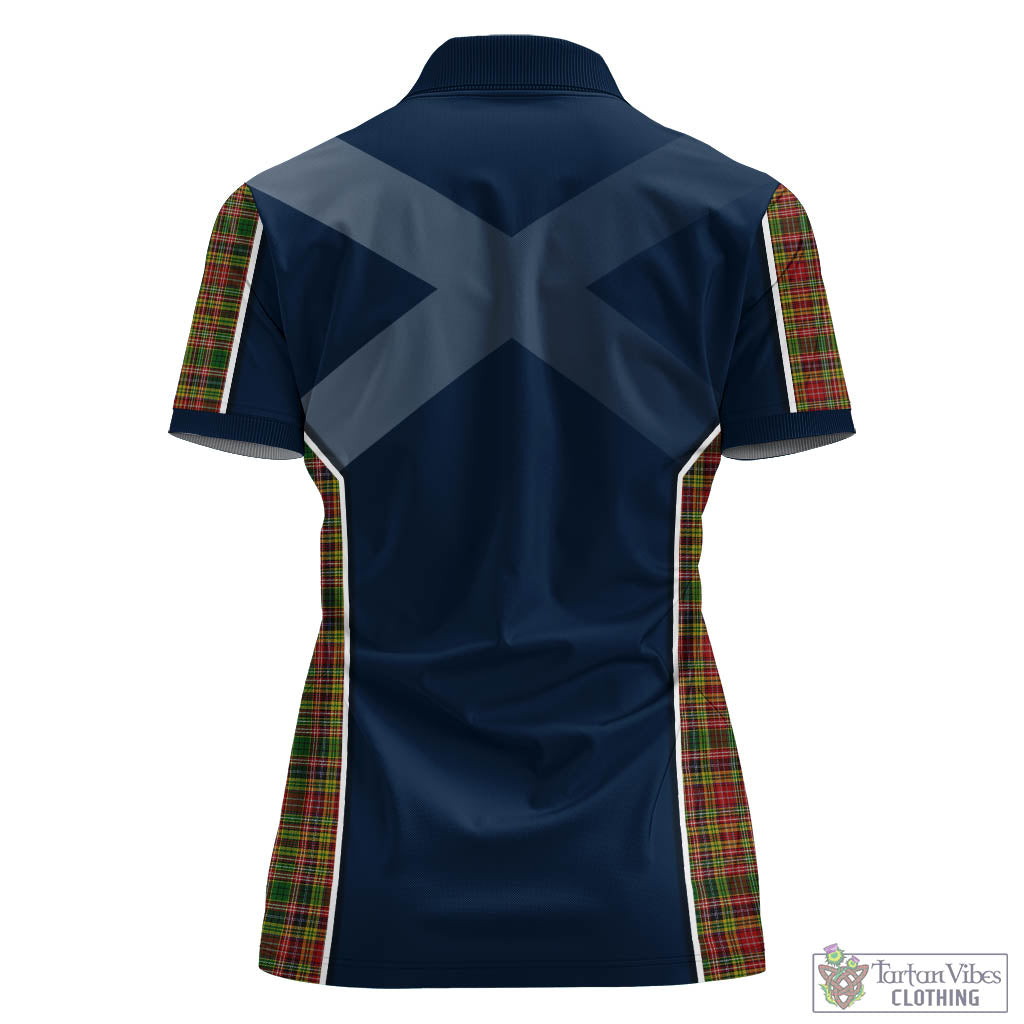 Tartan Vibes Clothing Drummond of Strathallan Tartan Women's Polo Shirt with Family Crest and Scottish Thistle Vibes Sport Style