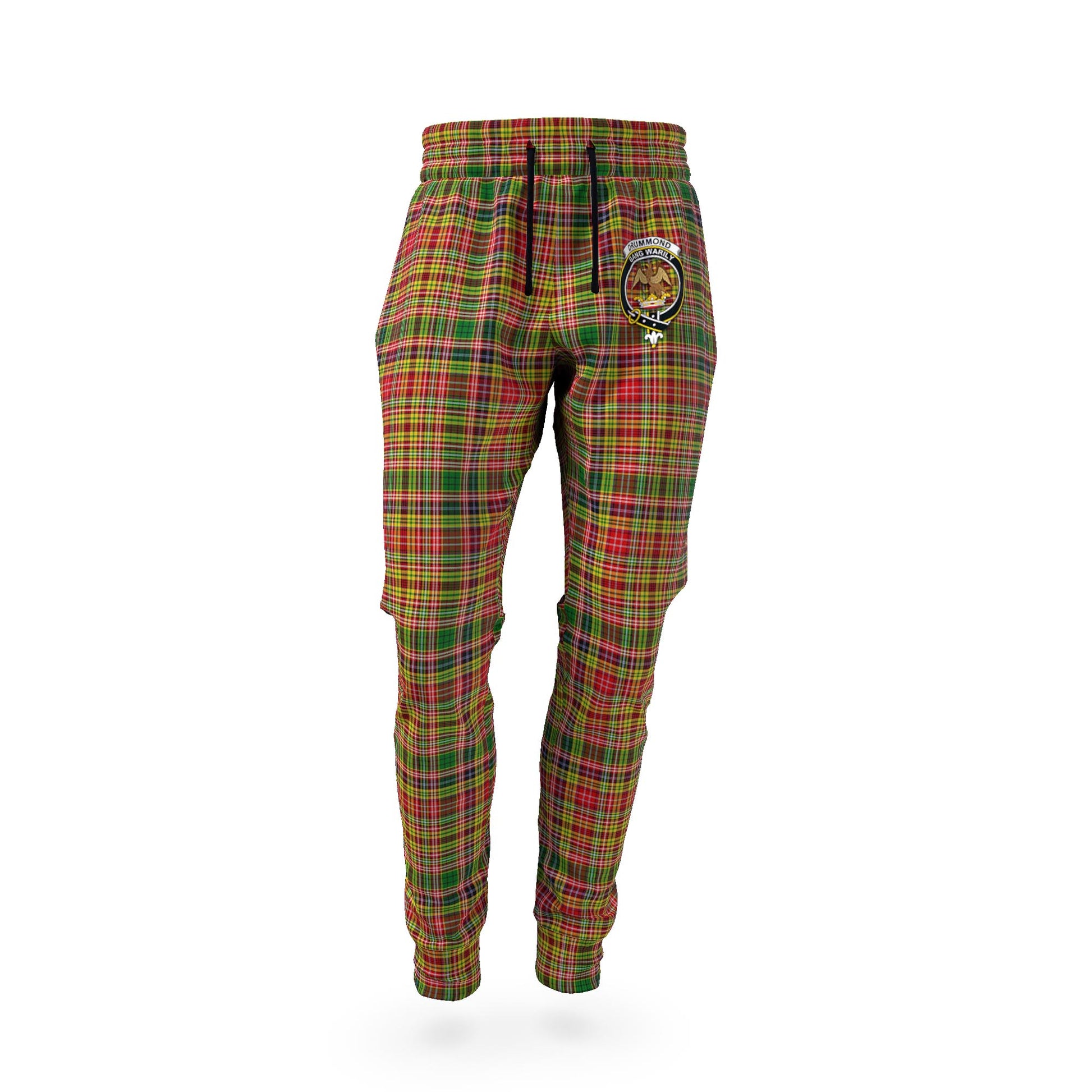 Drummond of Strathallan Tartan Joggers Pants with Family Crest - Tartanvibesclothing