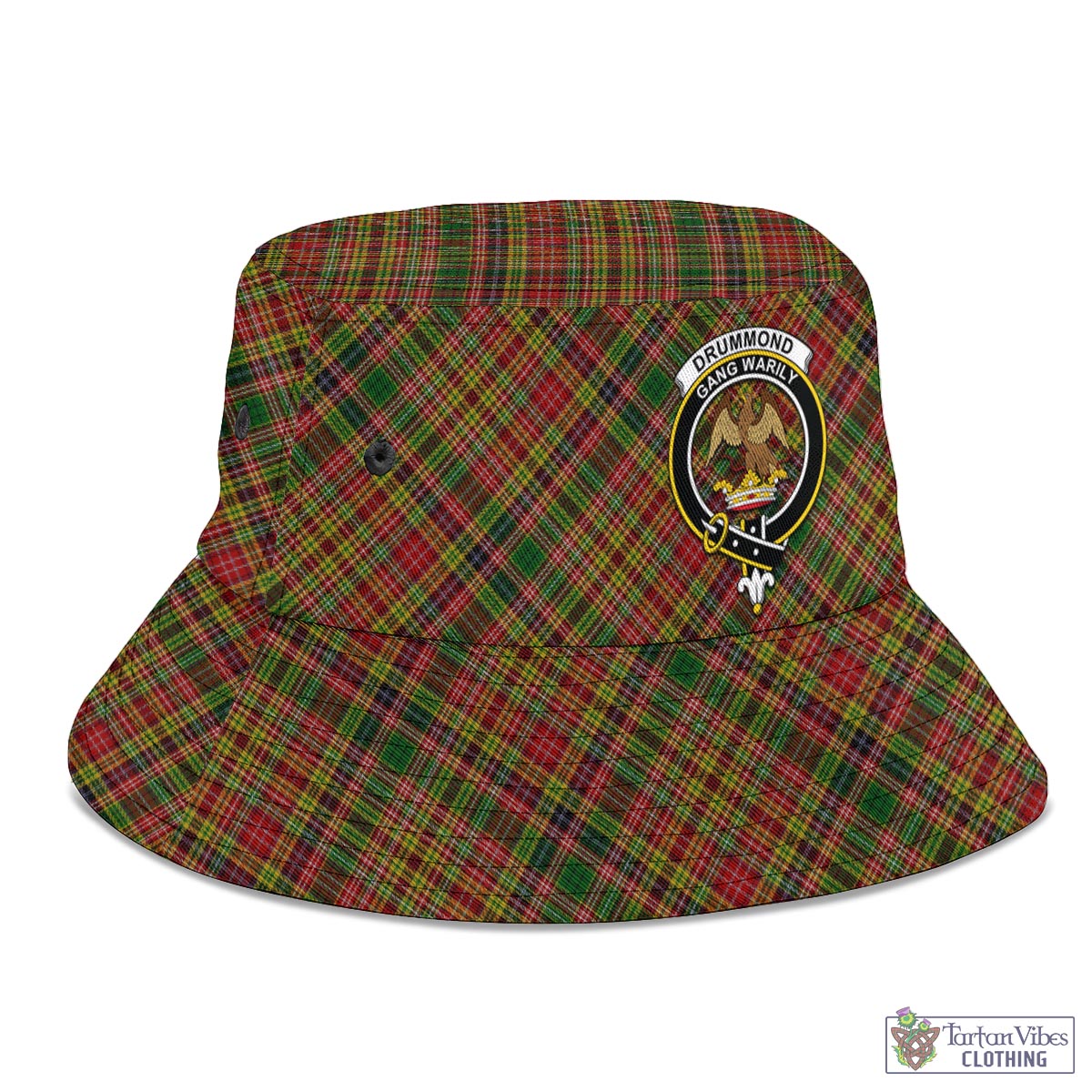 Tartan Vibes Clothing Drummond of Strathallan Tartan Bucket Hat with Family Crest