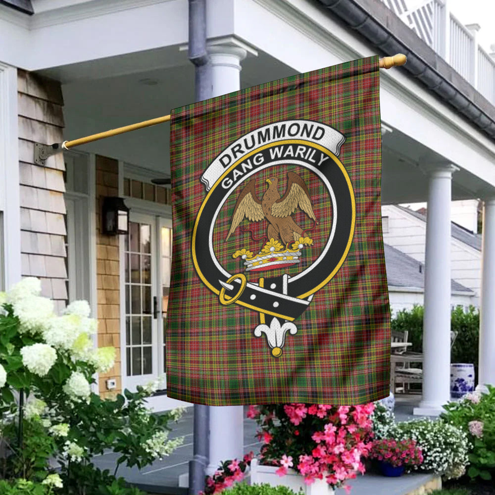 Drummond of Strathallan Tartan Flag with Family Crest - Tartan Vibes Clothing