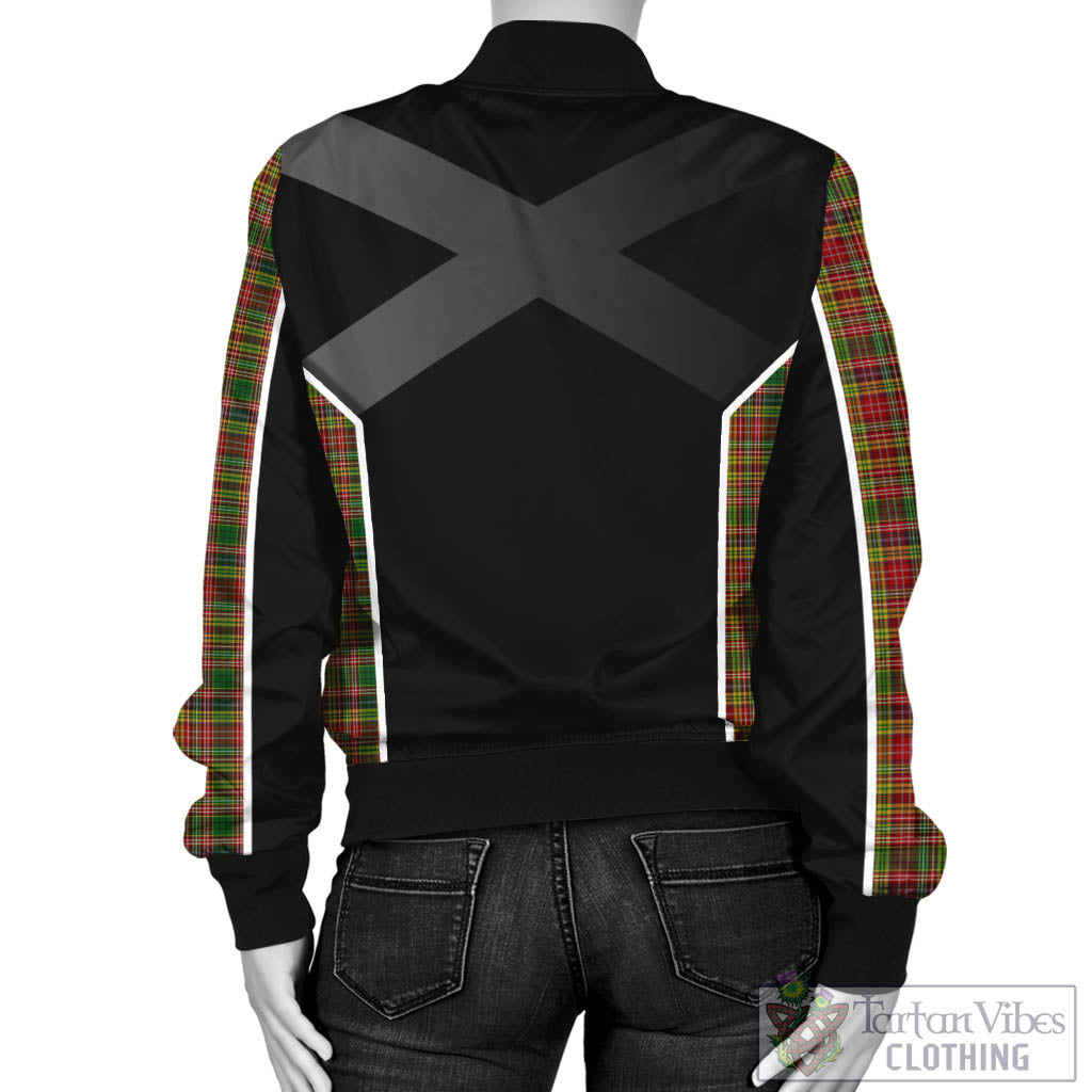 Tartan Vibes Clothing Drummond of Strathallan Tartan Bomber Jacket with Family Crest and Scottish Thistle Vibes Sport Style