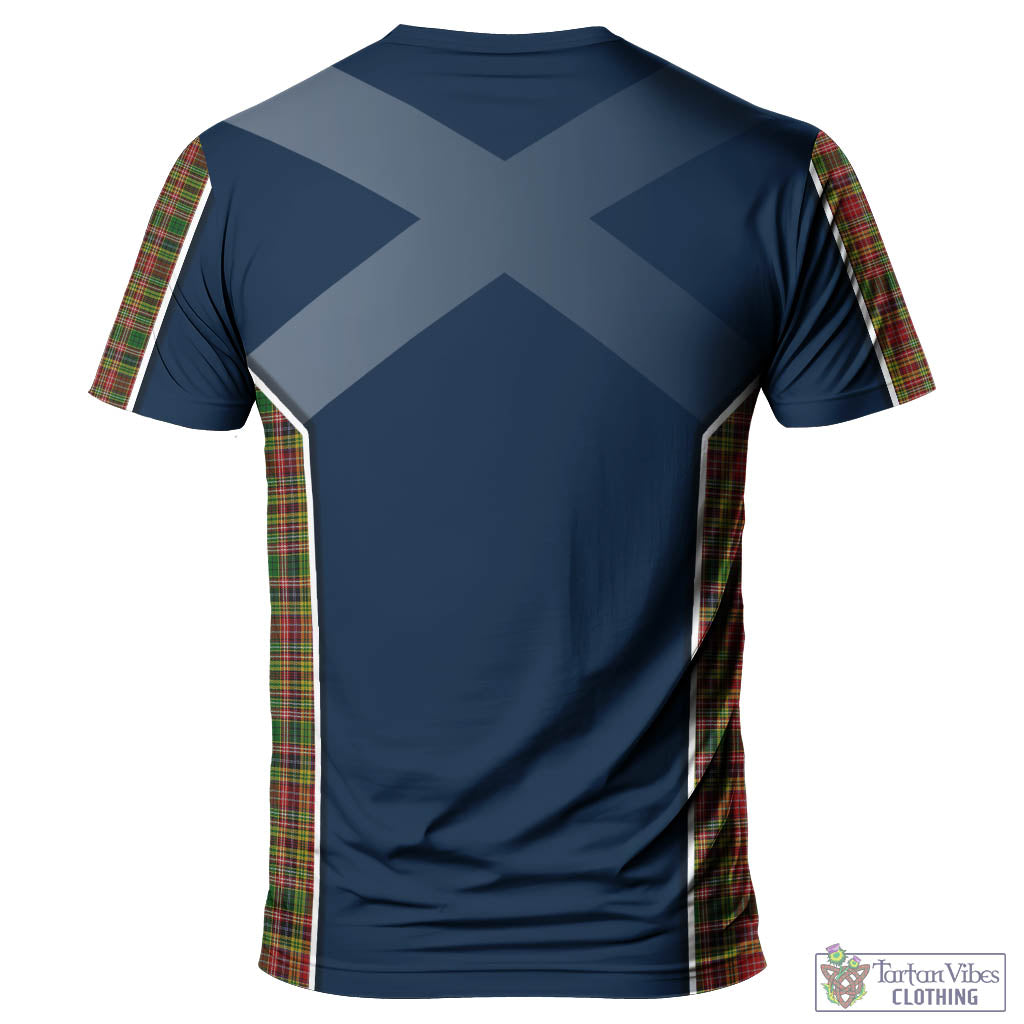 Tartan Vibes Clothing Drummond of Strathallan Tartan T-Shirt with Family Crest and Lion Rampant Vibes Sport Style