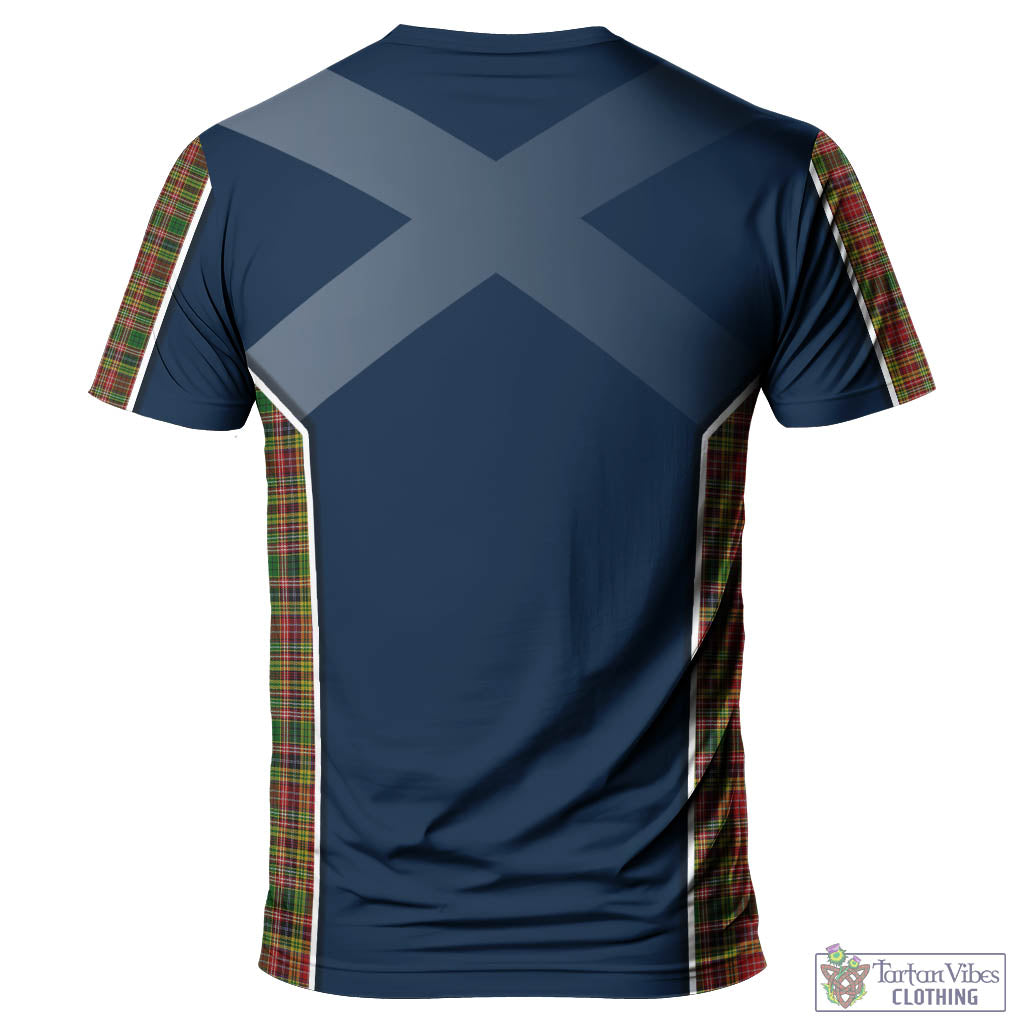 Tartan Vibes Clothing Drummond of Strathallan Tartan T-Shirt with Family Crest and Scottish Thistle Vibes Sport Style