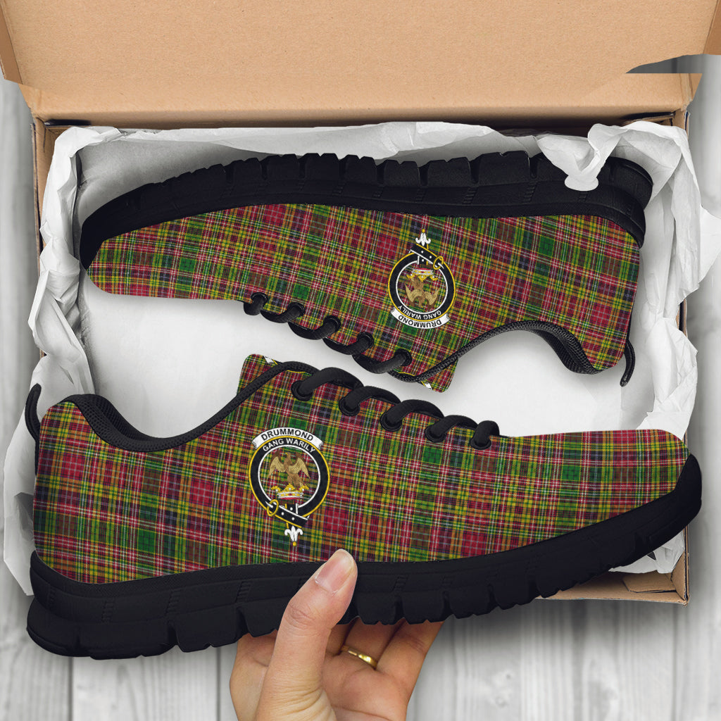 Drummond of Strathallan Tartan Sneakers with Family Crest - Tartan Vibes Clothing