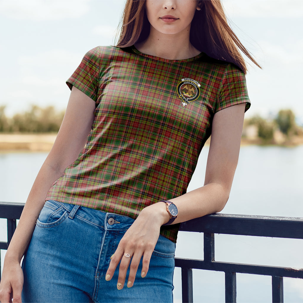 Drummond of Strathallan Tartan T-Shirt with Family Crest - Tartan Vibes Clothing