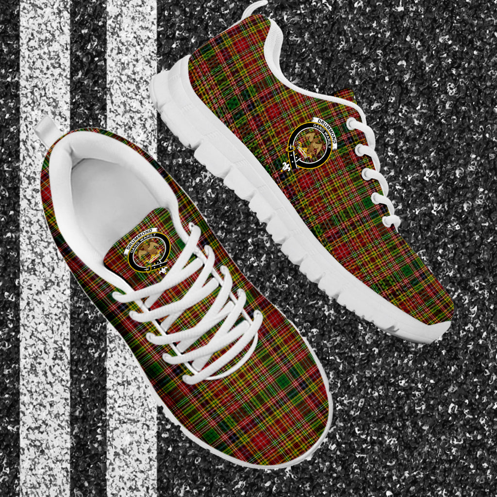 Drummond of Strathallan Tartan Sneakers with Family Crest - Tartan Vibes Clothing