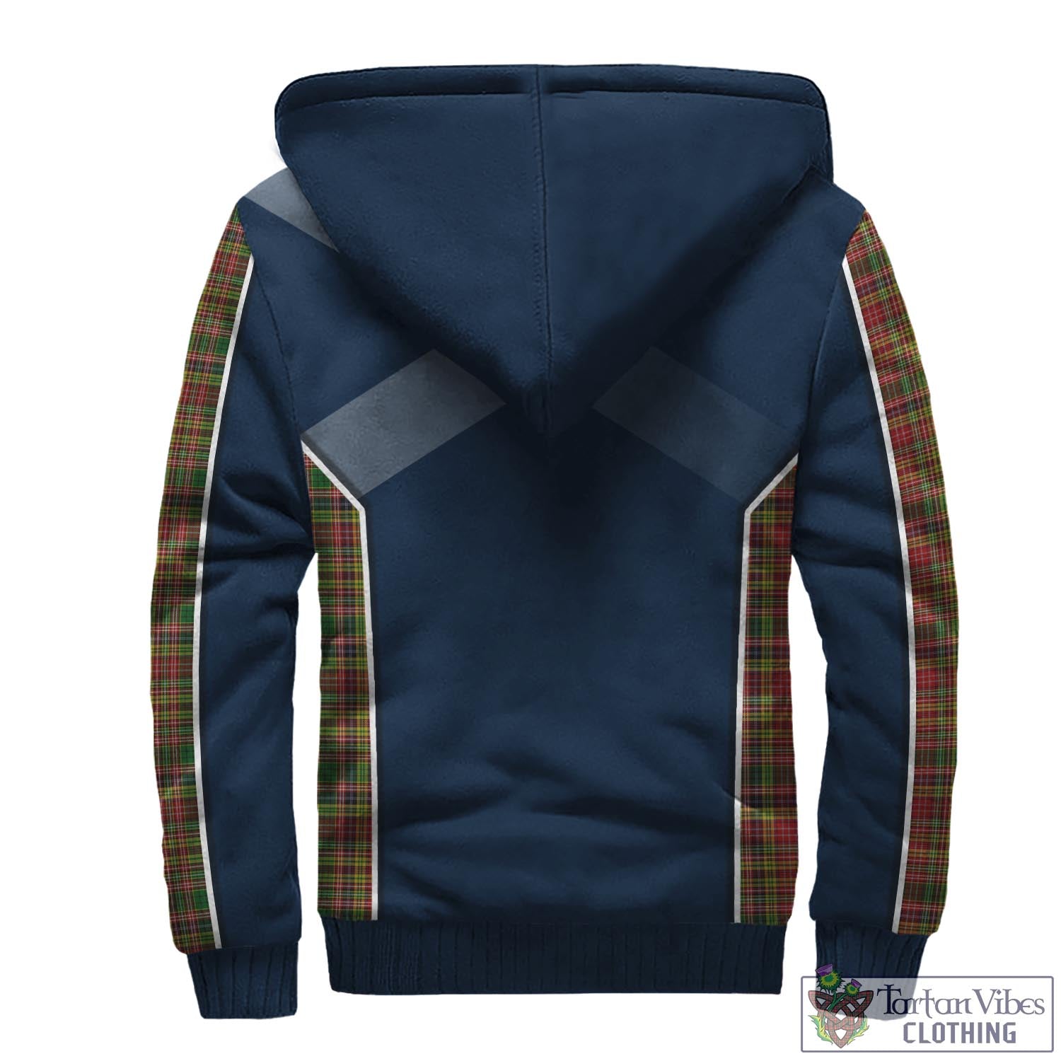 Tartan Vibes Clothing Drummond of Strathallan Tartan Sherpa Hoodie with Family Crest and Scottish Thistle Vibes Sport Style