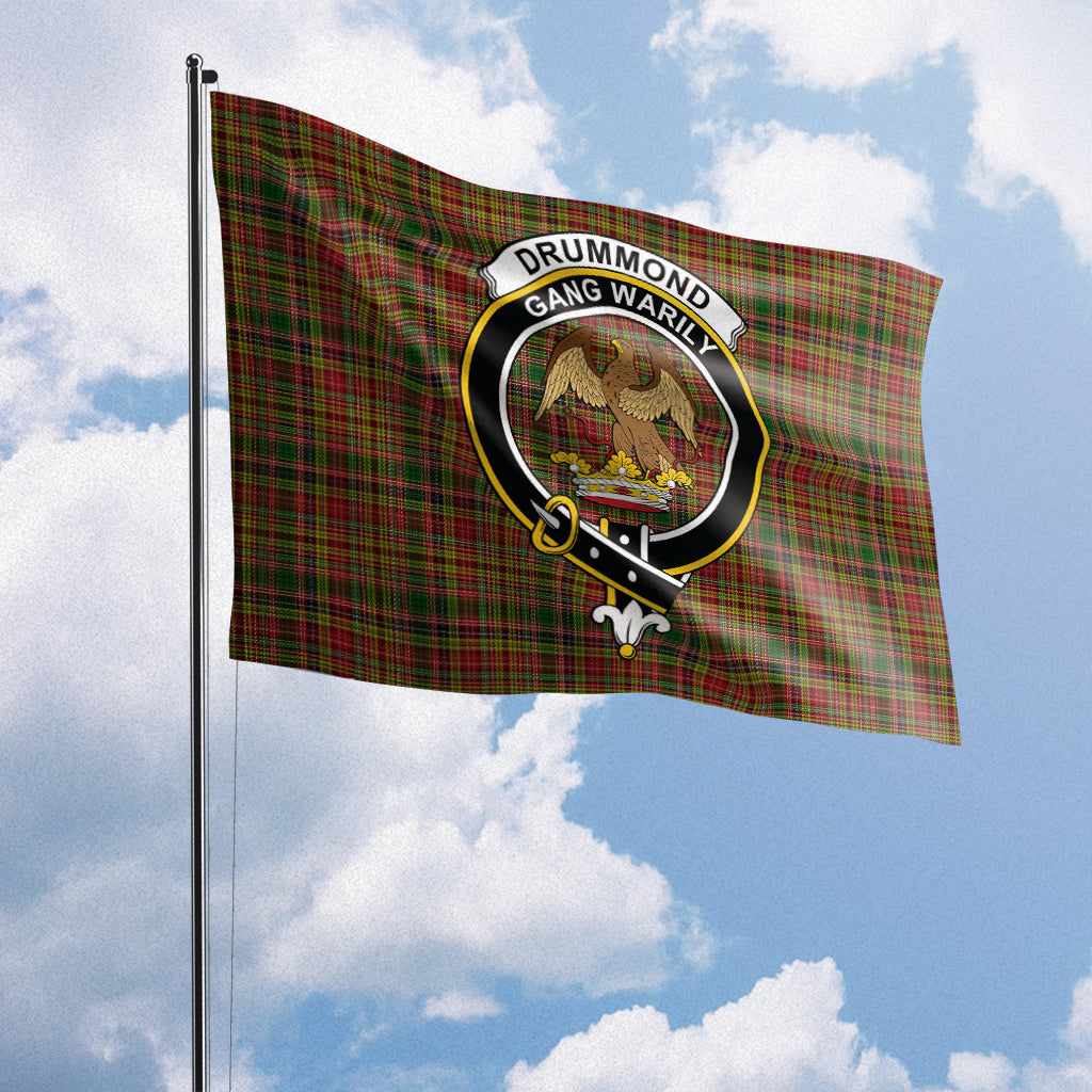 Drummond of Strathallan Tartan Flag with Family Crest House Flag (Horizontal) - Tartan Vibes Clothing