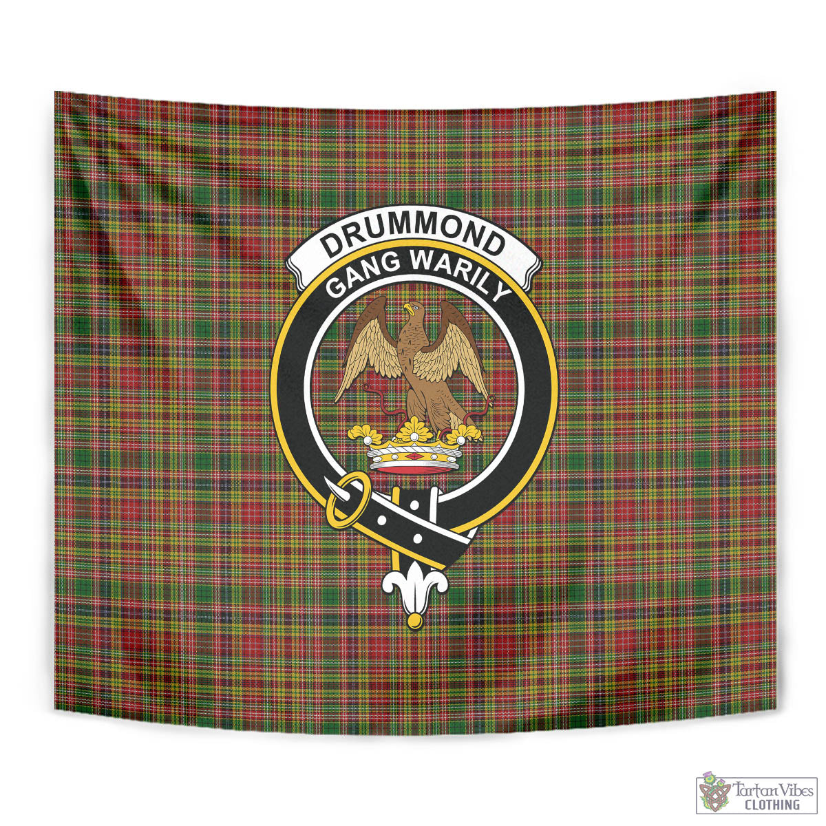 Tartan Vibes Clothing Drummond of Strathallan Tartan Tapestry Wall Hanging and Home Decor for Room with Family Crest