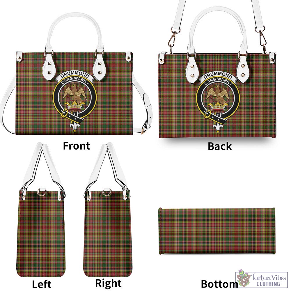 Tartan Vibes Clothing Drummond of Strathallan Tartan Luxury Leather Handbags with Family Crest