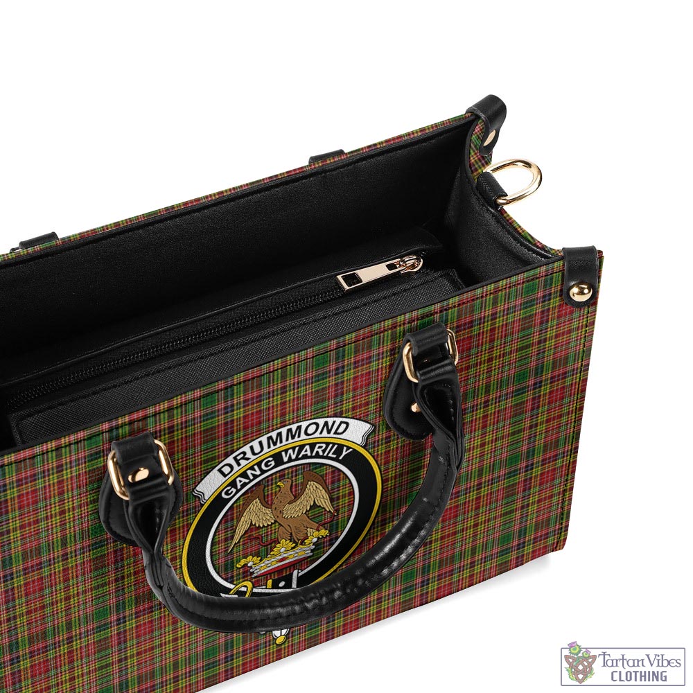 Tartan Vibes Clothing Drummond of Strathallan Tartan Luxury Leather Handbags with Family Crest