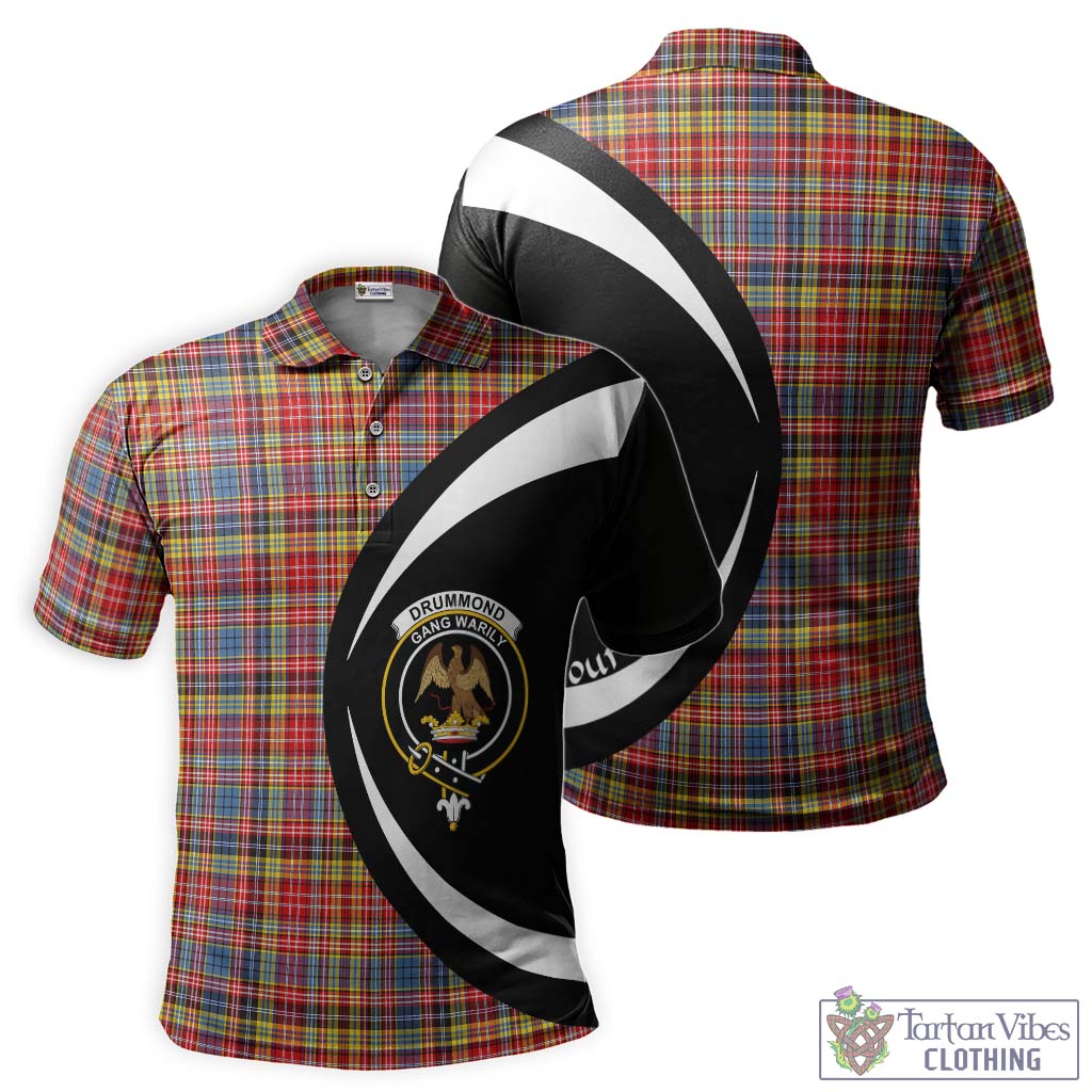 Drummond of Strathallan Modern Tartan Men's Polo Shirt with Family Crest Circle Style Kid - Tartan Vibes Clothing