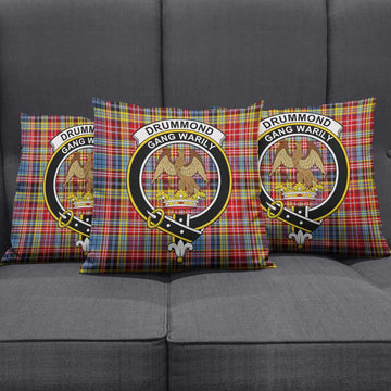 Drummond of Strathallan Modern Tartan Pillow Cover with Family Crest