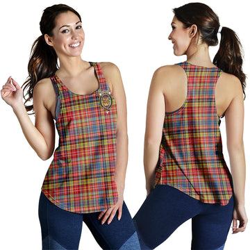 Drummond of Strathallan Modern Tartan Women Racerback Tanks with Family Crest