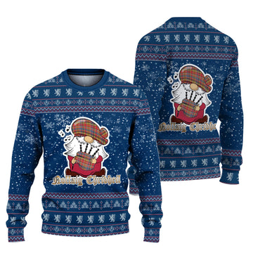 Drummond of Strathallan Modern Clan Christmas Family Ugly Sweater with Funny Gnome Playing Bagpipes