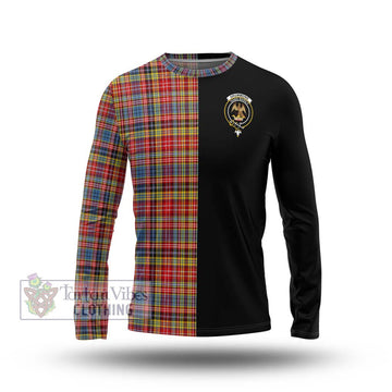 Drummond of Strathallan Modern Tartan Long Sleeve T-Shirt with Family Crest and Half Of Me Style