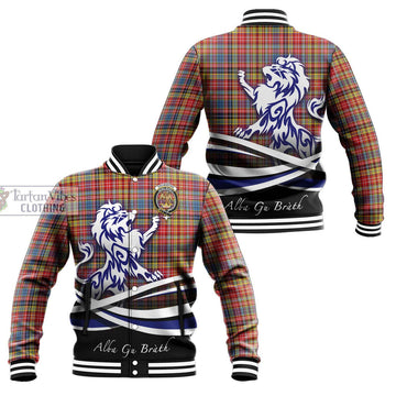 Drummond of Strathallan Modern Tartan Baseball Jacket with Alba Gu Brath Regal Lion Emblem