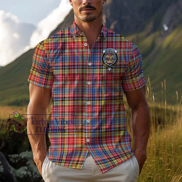 Drummond of Strathallan Modern Tartan Cotton Hawaiian Shirt with Family Crest