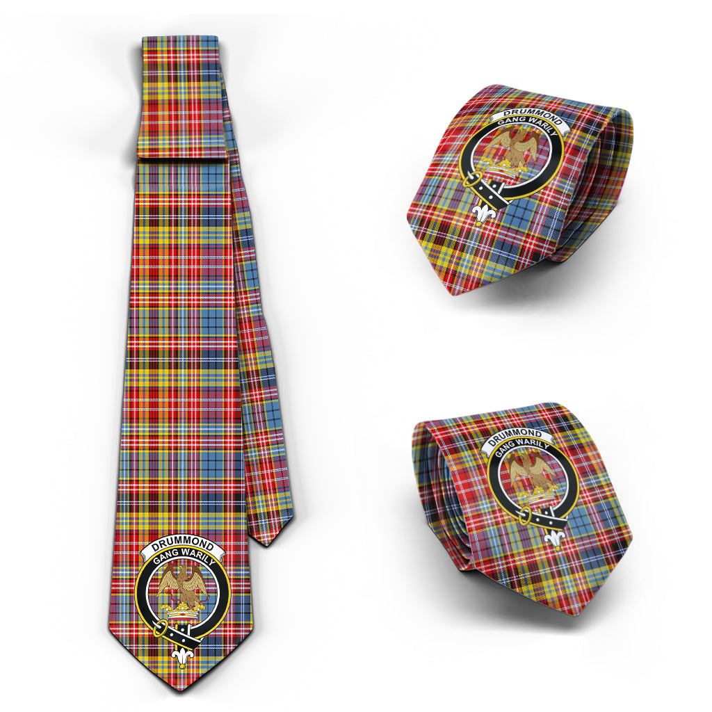 Drummond of Strathallan Modern Tartan Classic Necktie with Family Crest Necktie One Size - Tartan Vibes Clothing