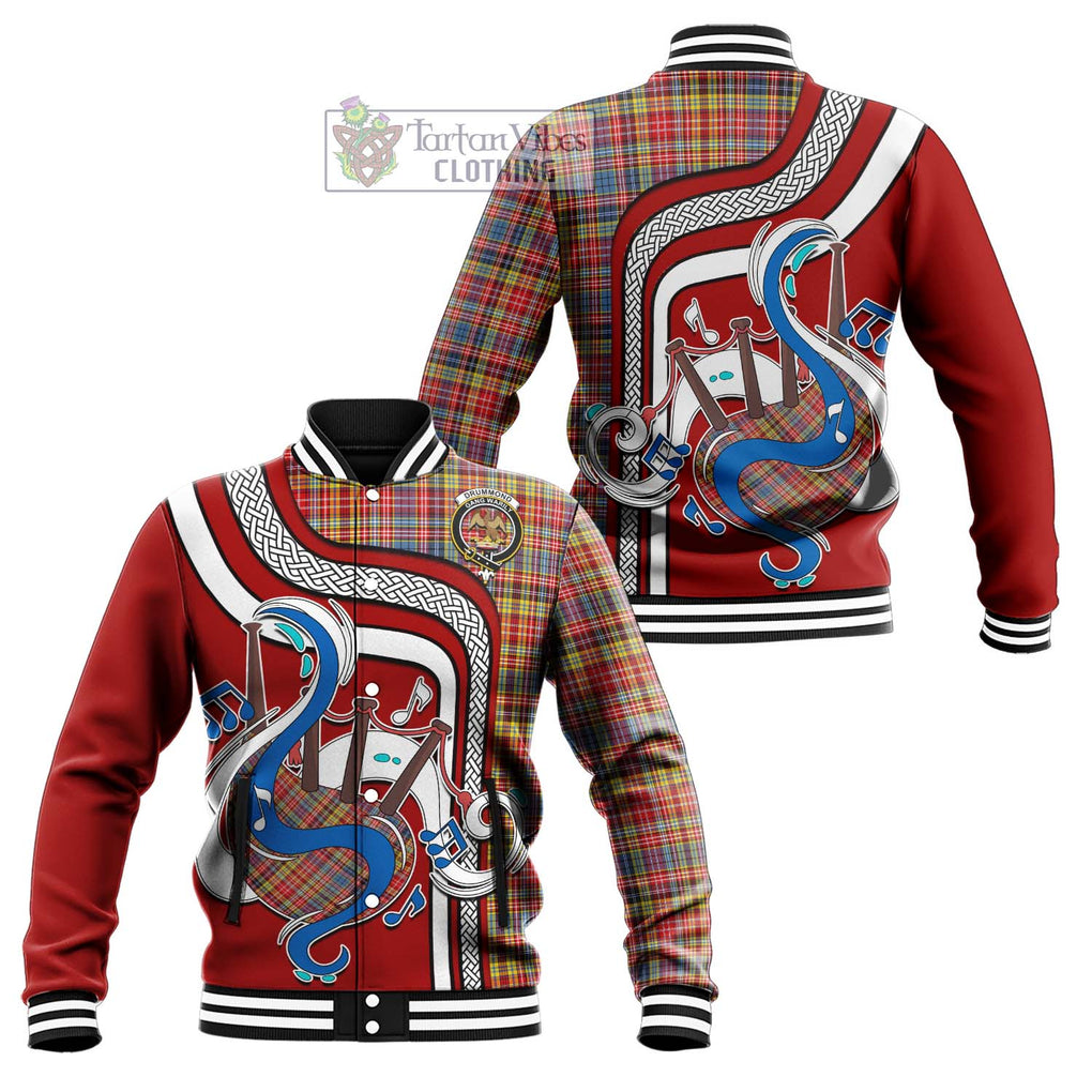 Tartan Vibes Clothing Drummond of Strathallan Modern Tartan Baseball Jacket with Epic Bagpipe Style