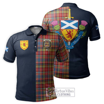 Drummond of Strathallan Modern Tartan Polo Shirt Alba with Scottish Lion Royal Arm Half Style