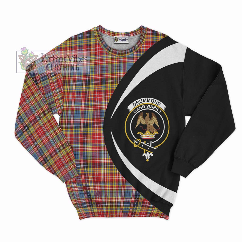 Tartan Vibes Clothing Drummond of Strathallan Modern Tartan Sweatshirt with Family Crest Circle Style