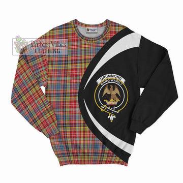 Drummond of Strathallan Modern Tartan Sweatshirt with Family Crest Circle Style