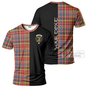 Drummond of Strathallan Modern Tartan T-Shirt with Family Crest and Half Of Me Style