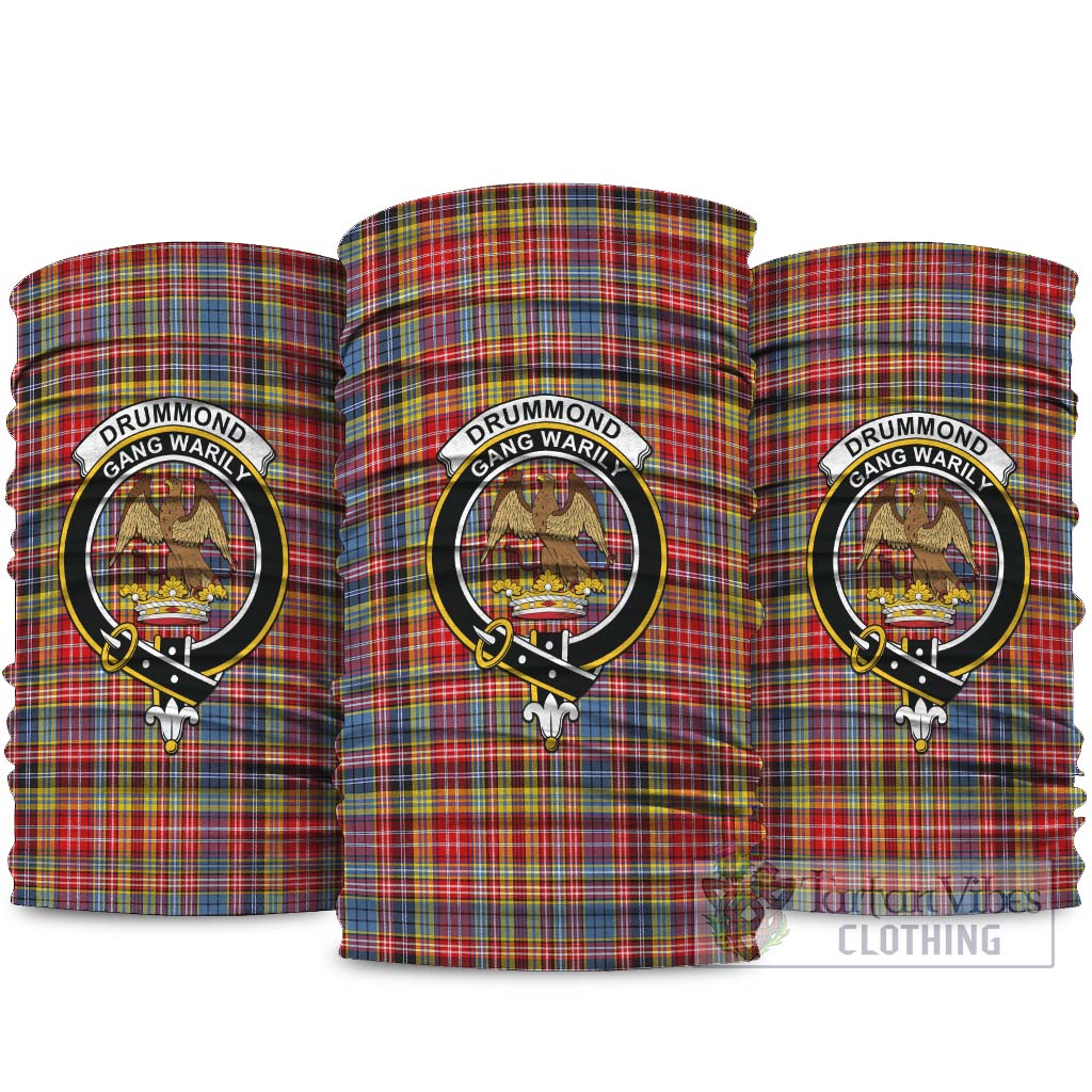 Drummond of Strathallan Modern Tartan Neck Gaiters, Tartan Bandanas, Tartan Head Band with Family Crest