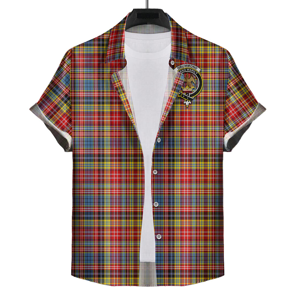 drummond-of-strathallan-modern-tartan-short-sleeve-button-down-shirt-with-family-crest