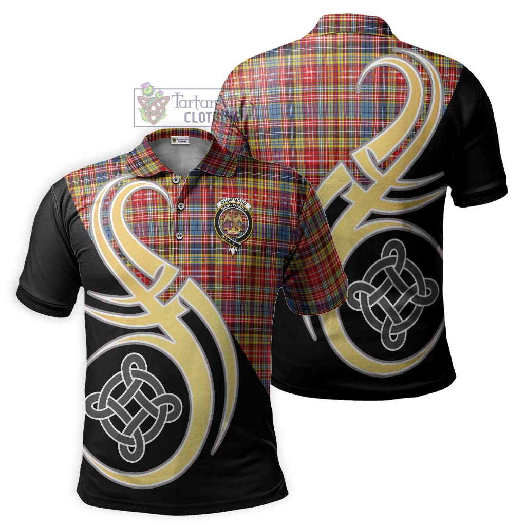 Drummond of Strathallan Modern Tartan Polo Shirt with Family Crest and Celtic Symbol Style Kid - Tartan Vibes Clothing